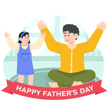 A Daughter Playing With Her Father on Father's Day  イラスト