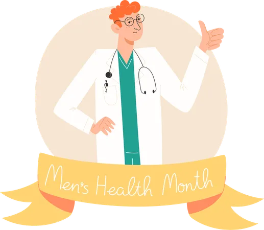 A Doctor In A White Coat Stands And Shows A Thumb Up イラスト
