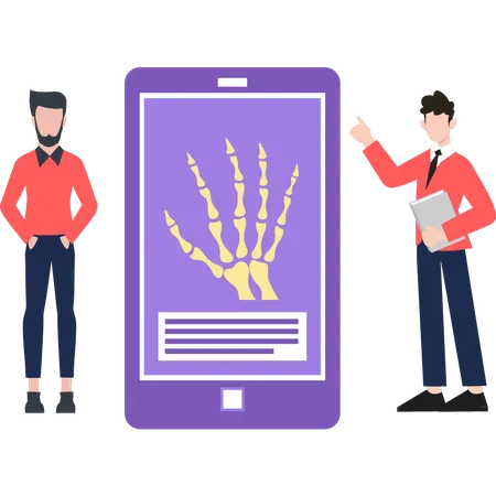 A doctor is taking an x-ray of a hand  Illustration