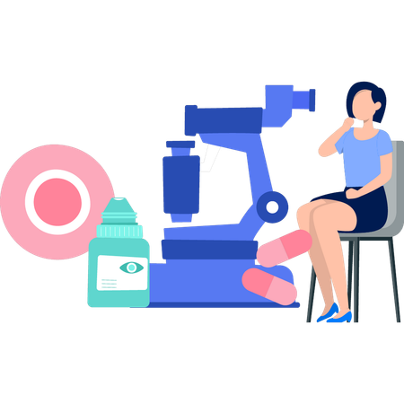 A enfermeira está testando os olhos do paciente  Ilustração