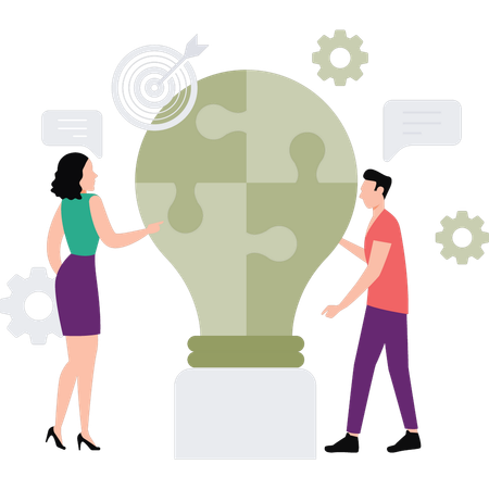 A equipe de negócios trabalha na resolução de problemas  Ilustração
