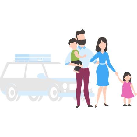 A família está indo para um piquenique  Ilustração