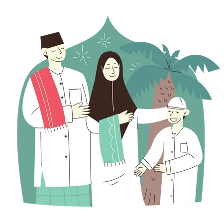 A Family Goes to the Mosque Illustration