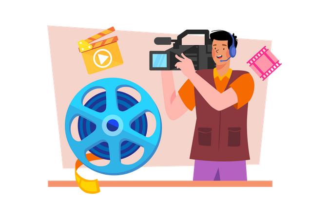 A filmmaker shoots a short film to submit to a festival  Illustration