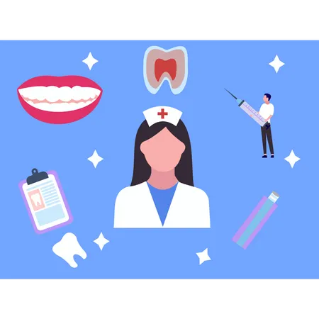 A menina é dentista  Ilustração