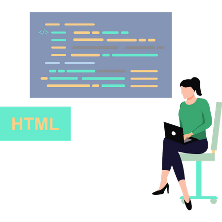 A garota está codificando HTML  Illustration