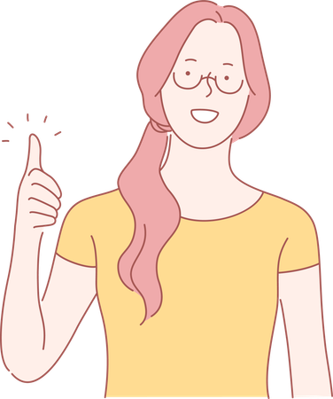 A garota está dando sinal de positivo  Ilustração
