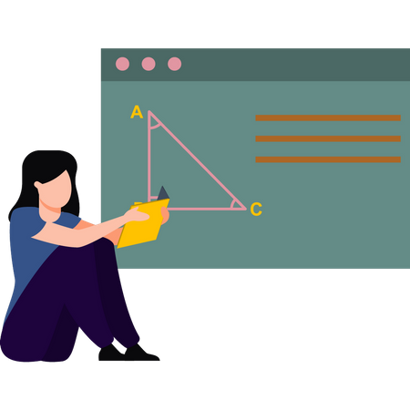 A garota está estudando matemática  Ilustração