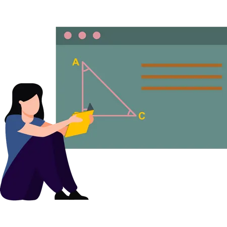 A garota está estudando matemática  Ilustração