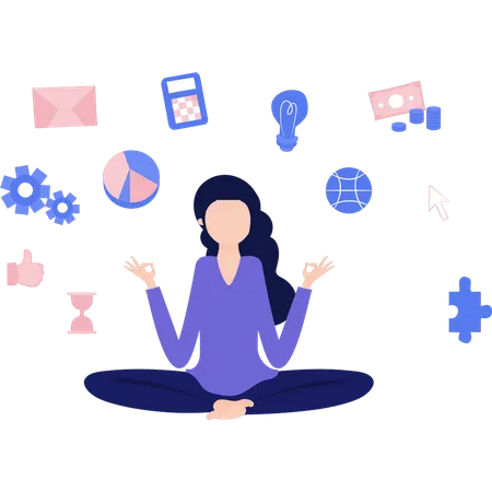 A menina está meditando  Ilustração