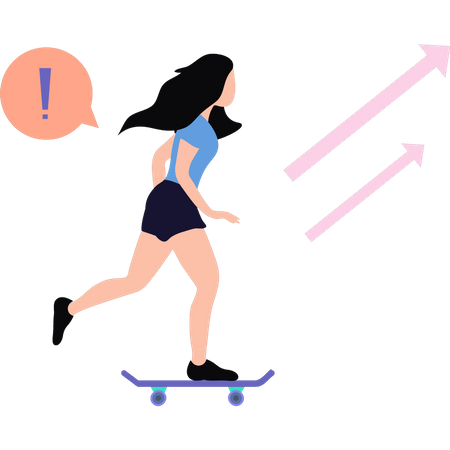 A garota está patinando  Ilustração