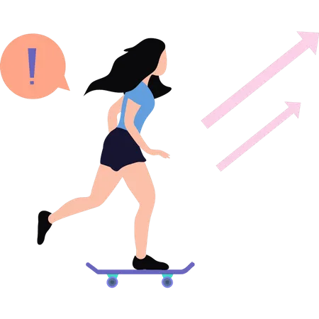 A garota está patinando  Ilustração