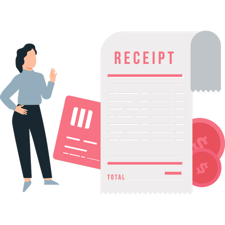 A garota está perto do recibo  Ilustração