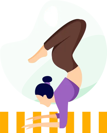 A girl exercise yoga at home Illustration