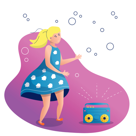 A girl in a beautiful dress is dancing  Illustration