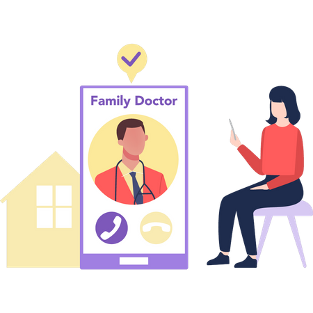 A girl is talking to a family doctor  Illustration