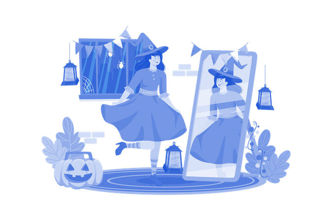 A Girl's Costumes For Halloween  Illustration