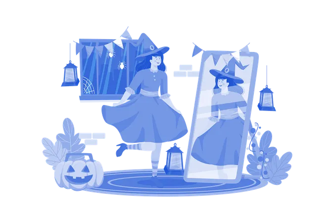 A Girls Costumes For Halloween Illustration