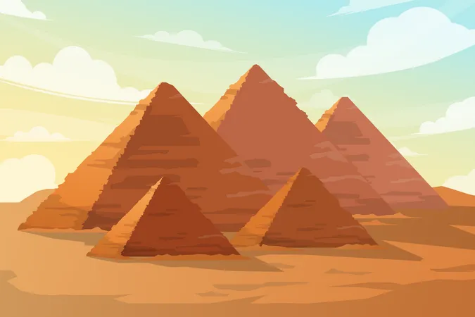 Bela Cena Do Famoso Monumento Da Grande Piramide De Gize No Egito Um Dos Famosos Cartoes Postais De Design De Atracao Turistica Do Deserto Ou Poster De Viagem Ilustracao Vetorial Ilustração