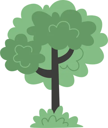 A Green Tree In Flat Style Illustration
