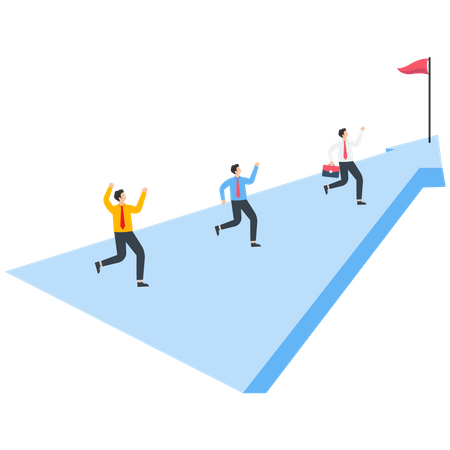 A group of businessmen running to the finish line  Illustration
