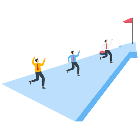 A group of businessmen running to the finish line  Illustration