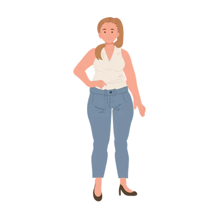 A happy confident plus-size woman poses with a genuine smile  Illustration