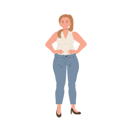 A happy plus-size woman poses with a genuine smile  Illustration