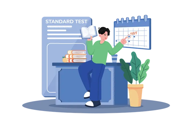 A high school student prepares for a standardized test  Illustration