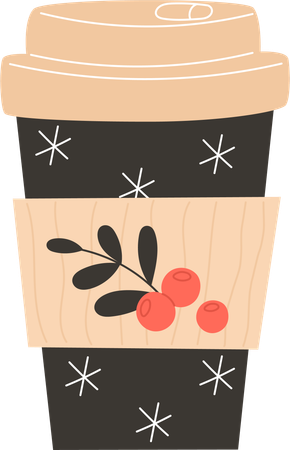 A hot Christmas drink in a paper cup  Illustration