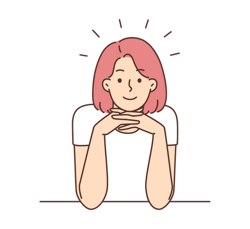 A jovem colocou o rosto nas mãos  Illustration