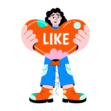 A la mujer le gusta la publicación  Ilustración