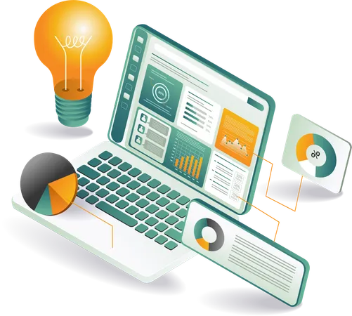 A laptop symbolizing creativity and data analysis  Illustration