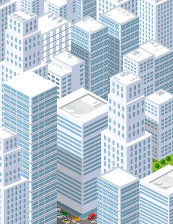 A large city of isometric urban  Illustration