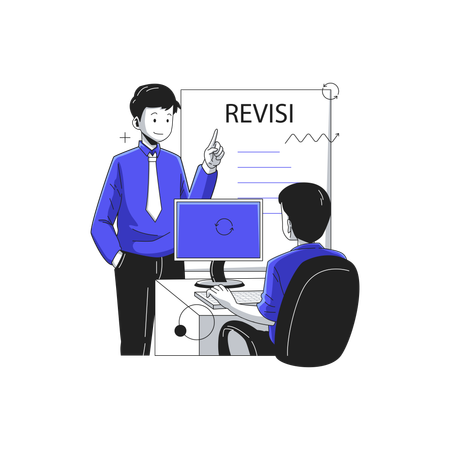 A leader gives revisions to his team  イラスト