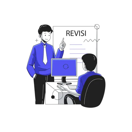 A leader gives revisions to his team  イラスト