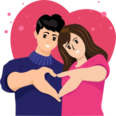 A Man And A Woman Couple Who Love Each Other They Draw Hearts With Each Others Hands Lovers Character Vector Illustration Illustration