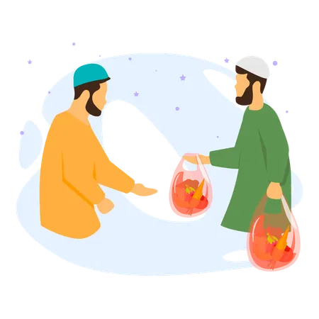 A Man Buying Fruits And Various Items For Ramadan  Illustration