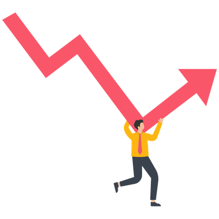 A man carries a red stock market graph  Illustration