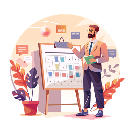 A man doing business planning  Illustration