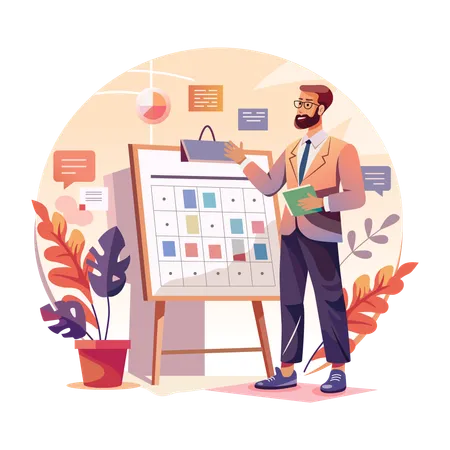 A man doing business planning  Illustration