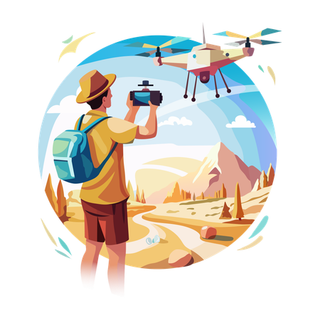 A man doing drone photography  Illustration