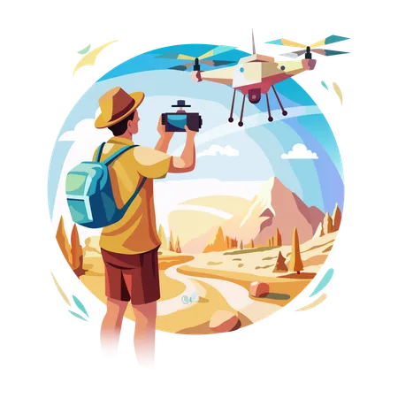 A man doing drone photography  Illustration