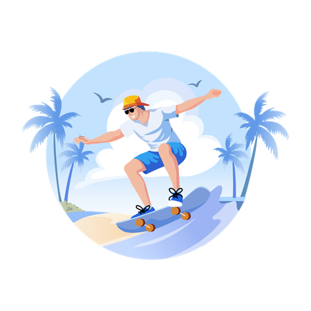 A man enjoy skating  Illustration