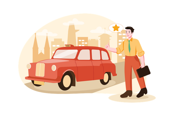 A man giving feedback for the Taxi service Illustration