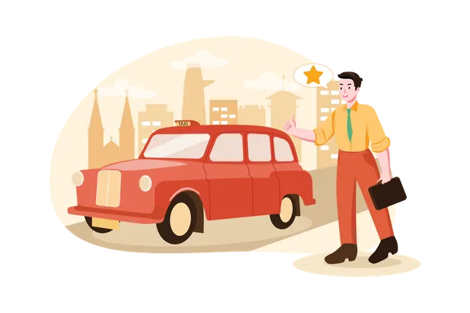 A man giving feedback for the Taxi service  Illustration