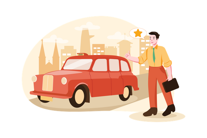 A man giving feedback for the Taxi service  Illustration