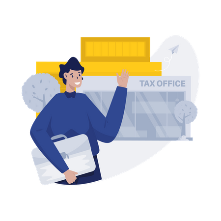 A man going to tax office  Illustration