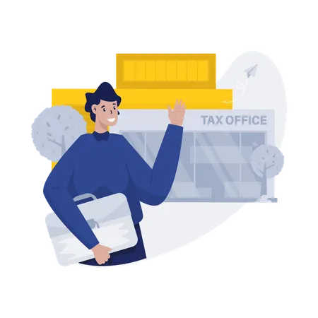 A man going to tax office  Illustration