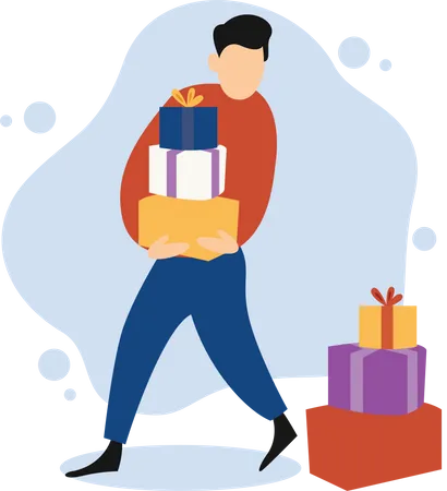 A Man Holding Gifts  Illustration